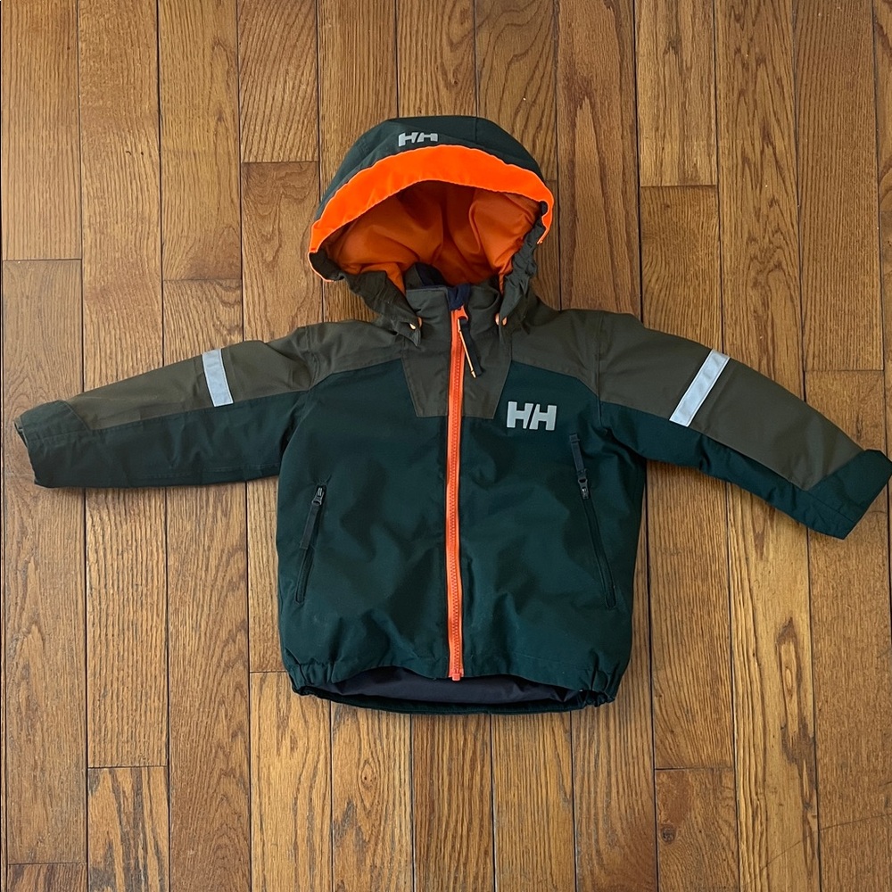 Helly Hansen Youth Dark Green and Bright Orange Jacket